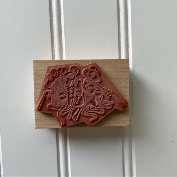 Vintage Wood Block Rubber Stamp Hamilton Arts Three Blind Mice - Picture 4 of 6